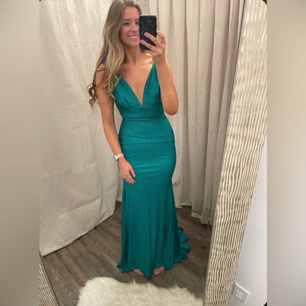 Johnathon Kayne Green Prom Dress! So pretty in photos and like new, worn once.